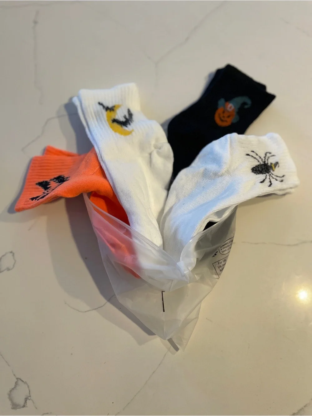 Kids Halloween Crew Socks - Pack of 4 - Orange, White & Black